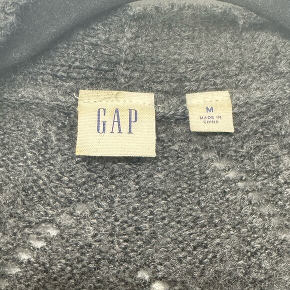 GAP Open Front Cable Knit Cozy Cardigan Sweater Gray Womens Medium Wool Blend - Picture 3 of 6